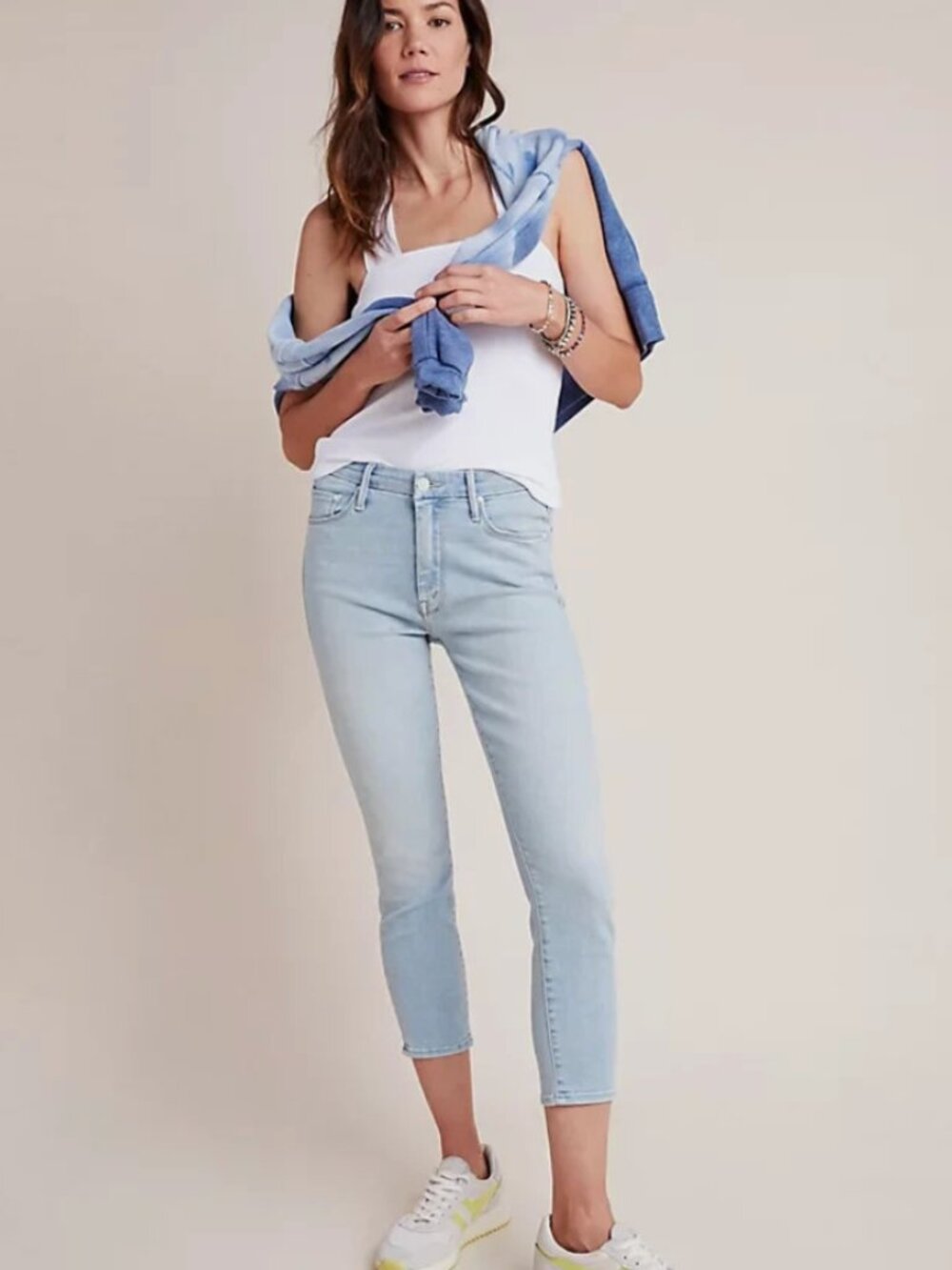 MOTHER The Looker Crop Skinny Jeans Swimming Pool Sunday Blue Size 30